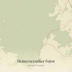 Obraz premium Vintage map of Heinersreuther Forst, Germany.