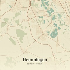 Vintage map of Hemmingen, Germany.