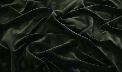 Obraz premium Dark green fabric, draped texture, background, design, textile