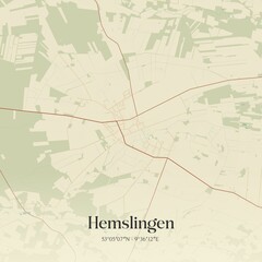Fototapeta premium Vintage map of Hemslingen, Germany.