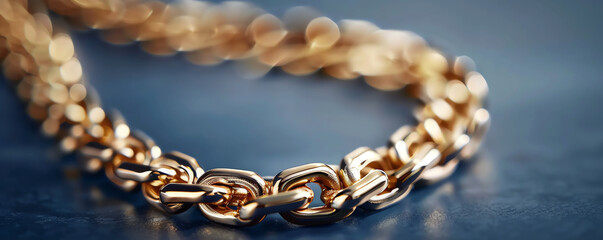 Obraz premium Closeup of a Lustrous Gold Chain Jewelry Showcasing Elegant Design and Textural Details