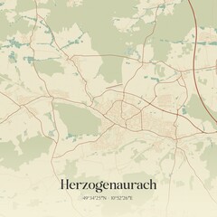 Vintage map of Herzogenaurach, Germany.
