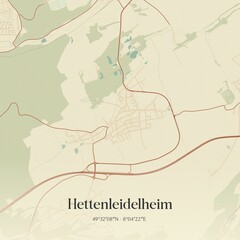 Vintage map of Hettenleidelheim, Germany.