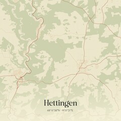 Fototapeta premium Vintage map of Hettingen, Germany.