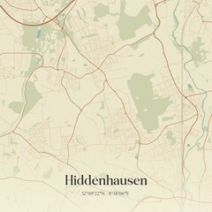 Obraz premium Vintage map of Hiddenhausen, Germany.