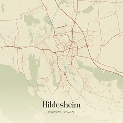 Vintage map of Hildesheim, Germany.