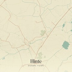 Vintage map of Hinte, Germany.