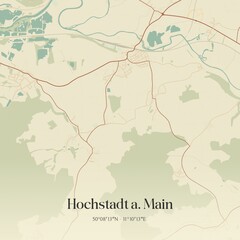 Fototapeta premium Vintage map of Hochstadt a. Main, Germany.