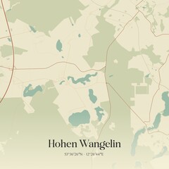 Vintage map of Hohen Wangelin, Germany.