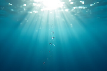 Obraz premium Bokeh light rays through water underwater scene nature photography calm environment high angle serenity of aquatic life