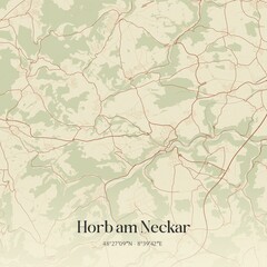 Vintage map of Horb am Neckar, Germany.