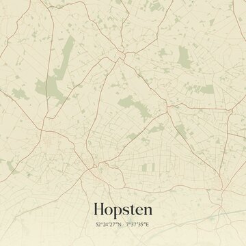 Vintage map of Hopsten, Germany.