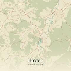 Vintage map of Hoxter, Germany.
