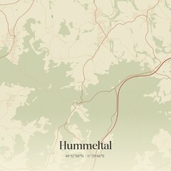 Fototapeta premium Vintage map of Hummeltal, Germany.
