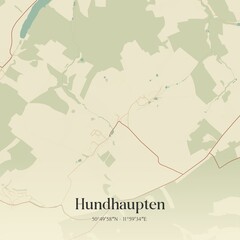 Vintage map of Hundhaupten, Germany.