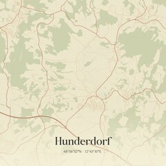 Vintage map of Hunderdorf, Germany.