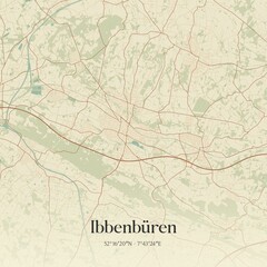 Vintage map of Ibbenburen, Germany.
