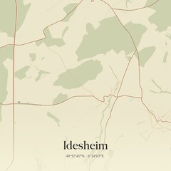 Vintage map of Idesheim, Germany.