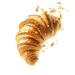Delicious croissant bakery food photography white transparency background freshly baked close-up view