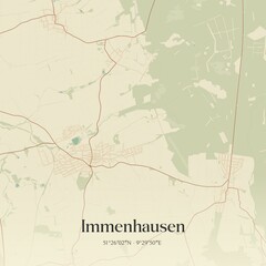 Fototapeta premium Vintage map of Immenhausen, Germany.