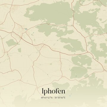 Vintage map of Iphofen, Germany.