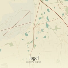 Vintage map of Jagel, Germany.
