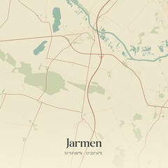Vintage map of Jarmen, Germany.