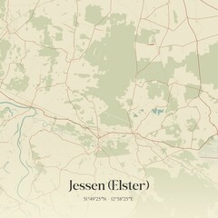 Vintage map of Jessen (Elster), Germany.