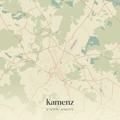 Fototapeta premium Vintage map of Kamenz, Germany.