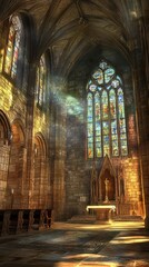 Fototapeta premium Sunlit sanctuary, ancient chapel