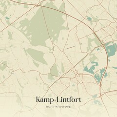 Vintage map of Kamp-Lintfort, Germany.