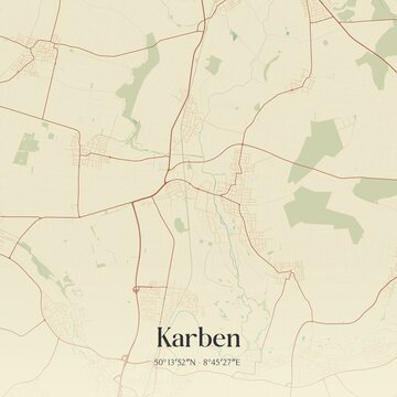 Vintage map of Karben, Germany.