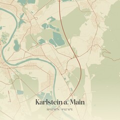 Vintage map of Karlstein a. Main, Germany.