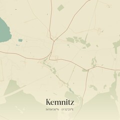 Fototapeta premium Vintage map of Kemnitz, Germany.