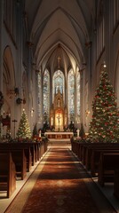 Fototapeta premium Christmas Eve in a grand church