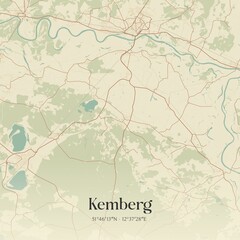 Vintage map of Kemberg, Germany.