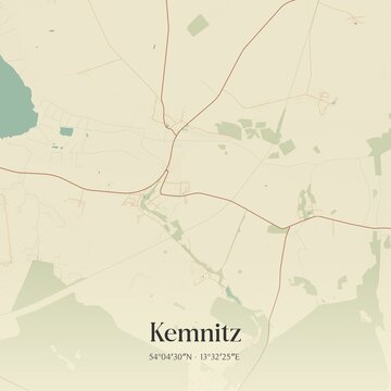 Vintage map of Kemnitz, Germany.