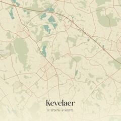 Vintage map of Kevelaer, Germany.