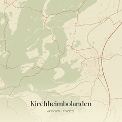 Fototapeta premium Vintage map of Kirchheimbolanden, Germany.