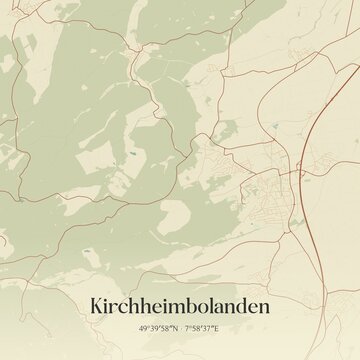 Vintage map of Kirchheimbolanden, Germany.