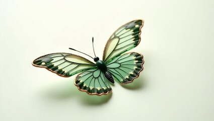 Delicate green butterfly nature macro photography soft background close-up beauty of insects