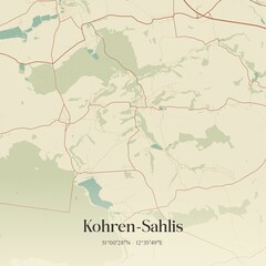Fototapeta premium Vintage map of Kohren-Sahlis, Germany.