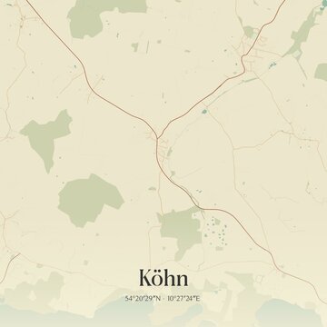 Vintage map of Kohn, Germany.