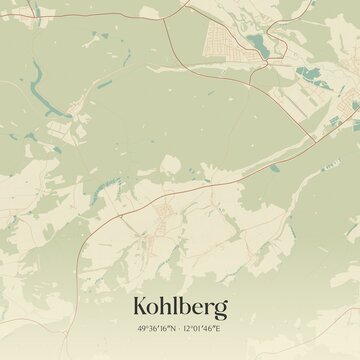 Vintage map of Kohlberg, Germany.