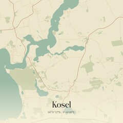 Fototapeta premium Vintage map of Kosel, Germany.