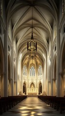 Fototapeta premium Sunlit Cathedral Interior Grandeur