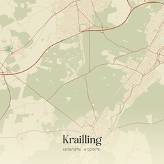 Vintage map of Krailling, Germany.