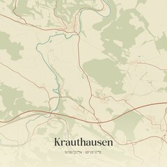 Fototapeta premium Vintage map of Krauthausen, Germany.