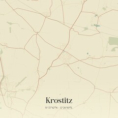 Vintage map of Krostitz, Germany.
