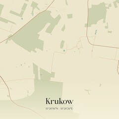 Vintage map of Krukow, Germany.